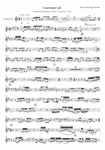 I surrender all (clarinet) (arr. David Kocijan)