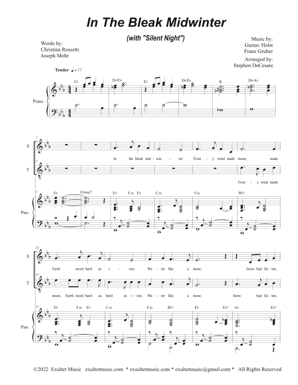 In The Bleak Midwinter (with "Silent Night") (2-part choir - (Soprano and Tenor) (arr. Stephen DeCesare)