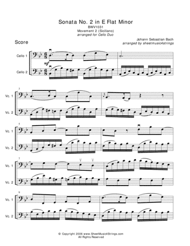 Bach, J.S. - Siciliano for Two Cellos (arr. Linda M. Scott)