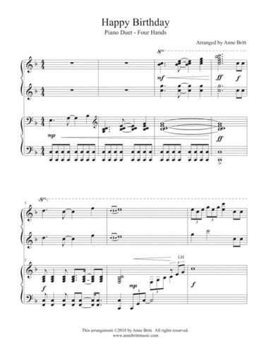 Happy Birthday (piano duet) (arr. Anne Britt)