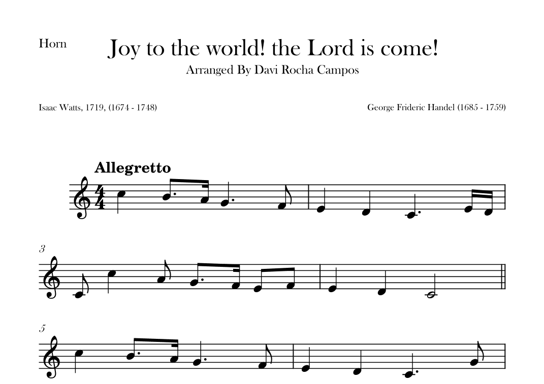 Joy to the world! the Lord is come! (arr. Davi Rocha Campos)