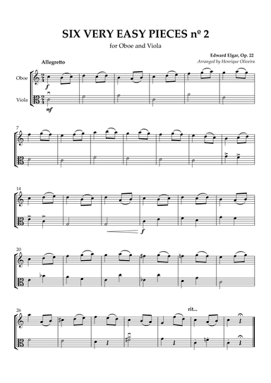Six Very Easy Pieces nº 2 (Allegretto) - Oboe and Viola (arr. Henrique Oliveira)