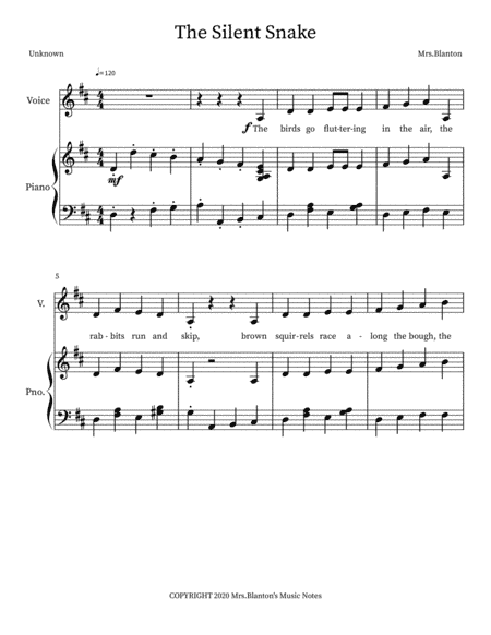 The Silent Snake- A Children's Poem set to Music with Accompaniment