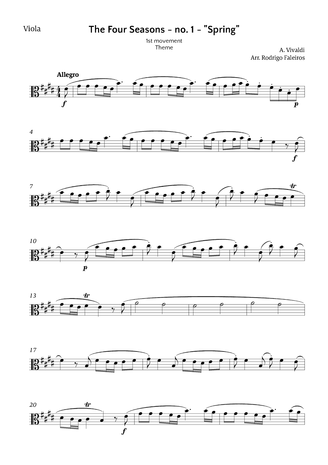 The Four Seasons - Spring (arr. Rodrigo Faleiros)