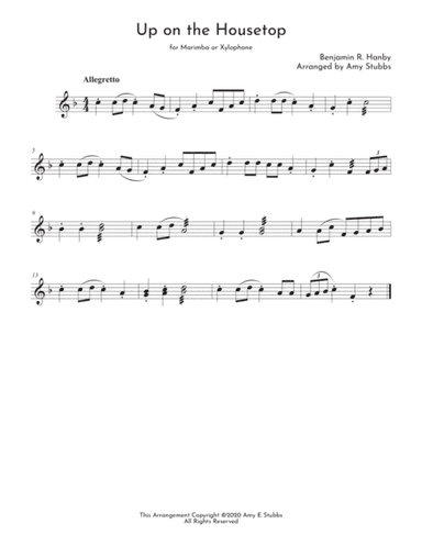 Up on the Housetop for Marimba or Xylophone (arr. Amy E Stubbs)