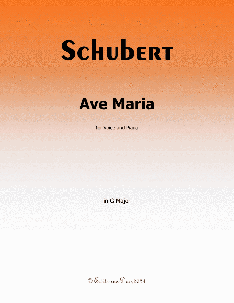 Ave maria, by Schubert, in G Major (arr. Editions Dao)
