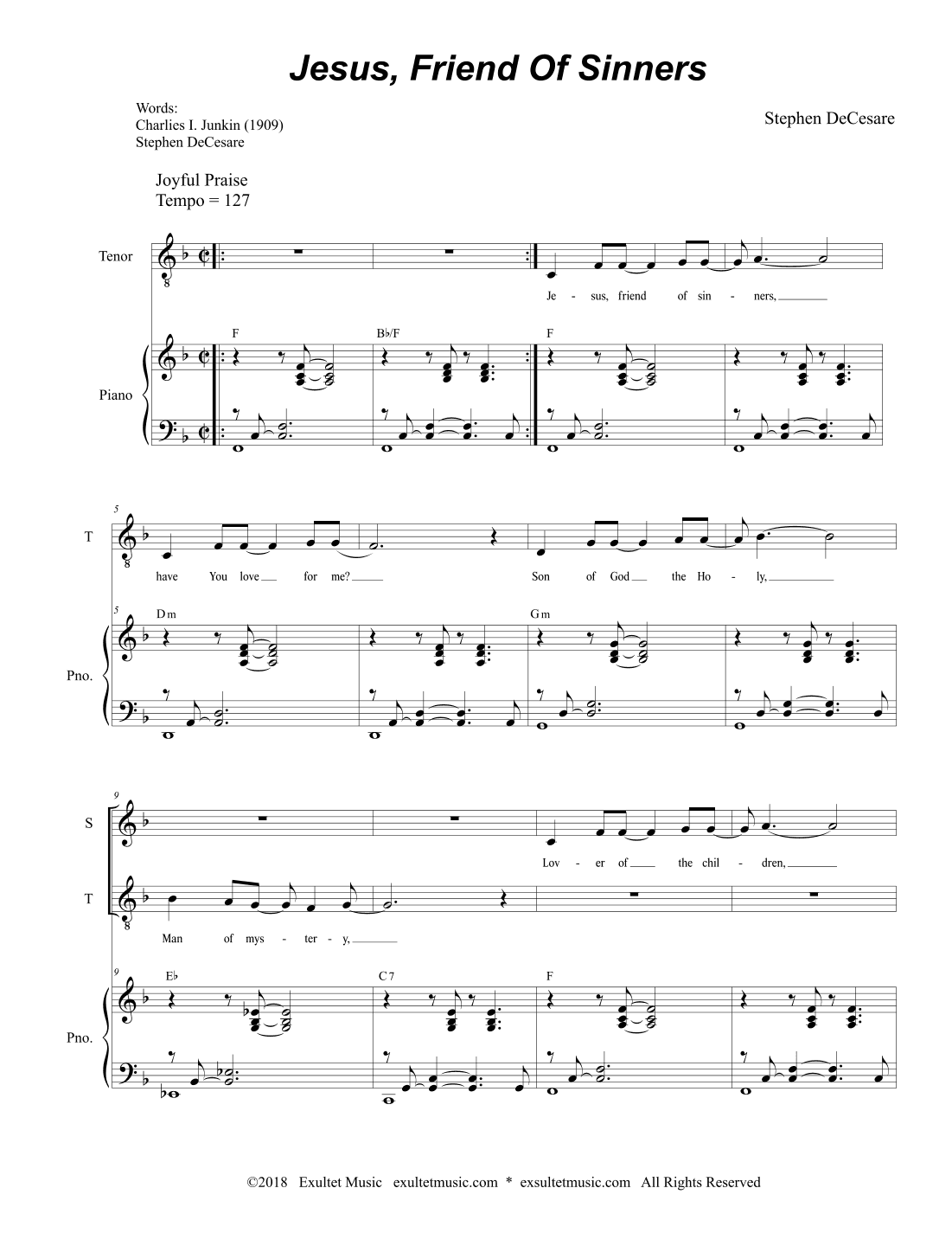 Jesus, Friend Of Sinners (2-part choir - (Soprano and Tenor)
