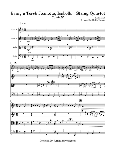 Bring a Torch, Jeanette, Isabella - String Quartet (arr. Phyllis Hopper)
