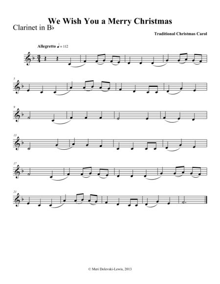 We Wish You a Merry Christmas: clarinet/piano (arr. Meri Dolevski)