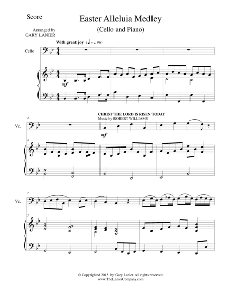 EASTER ALLELUIA MEDLEY (Duet – Cello/Piano) Score and Cello Part (arr. Gary Lanier)