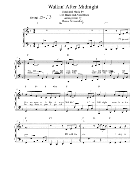 Walkin' After Midnight (arr. Bernie Schweickart)