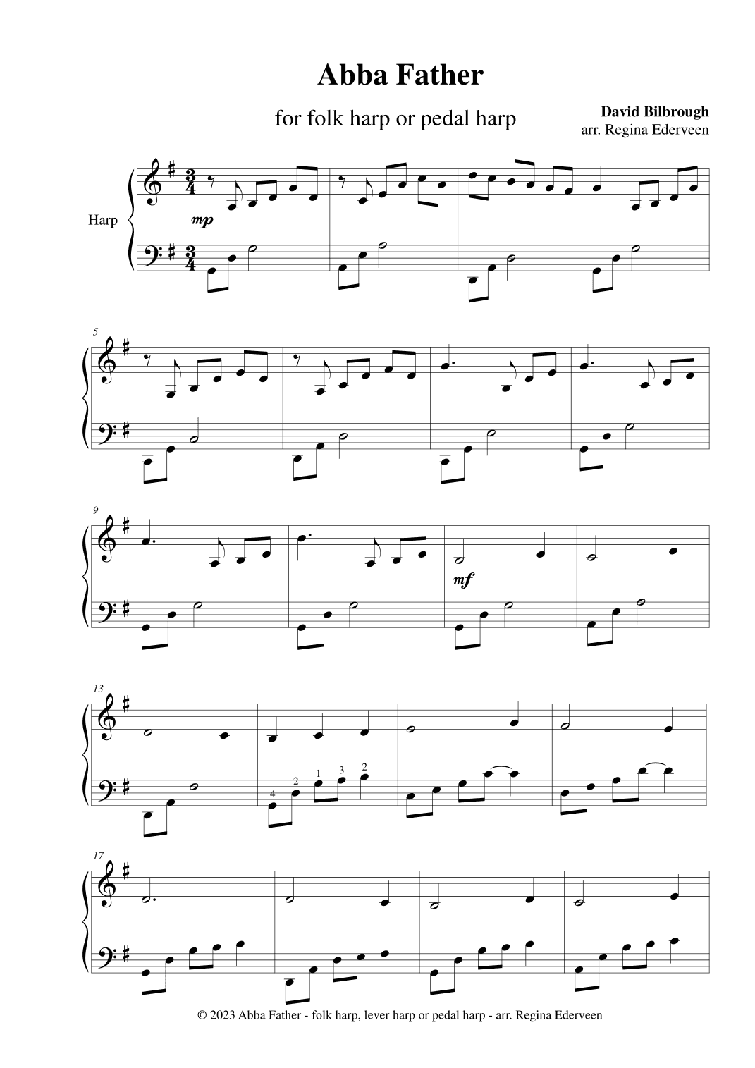 Abba Father - lever harp or pedal harp solo (arr. Regina Ederveen)