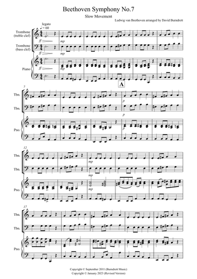 Beethoven Symphony No.7 (slow movement) for Trombone and Piano (arr. David Burndrett)