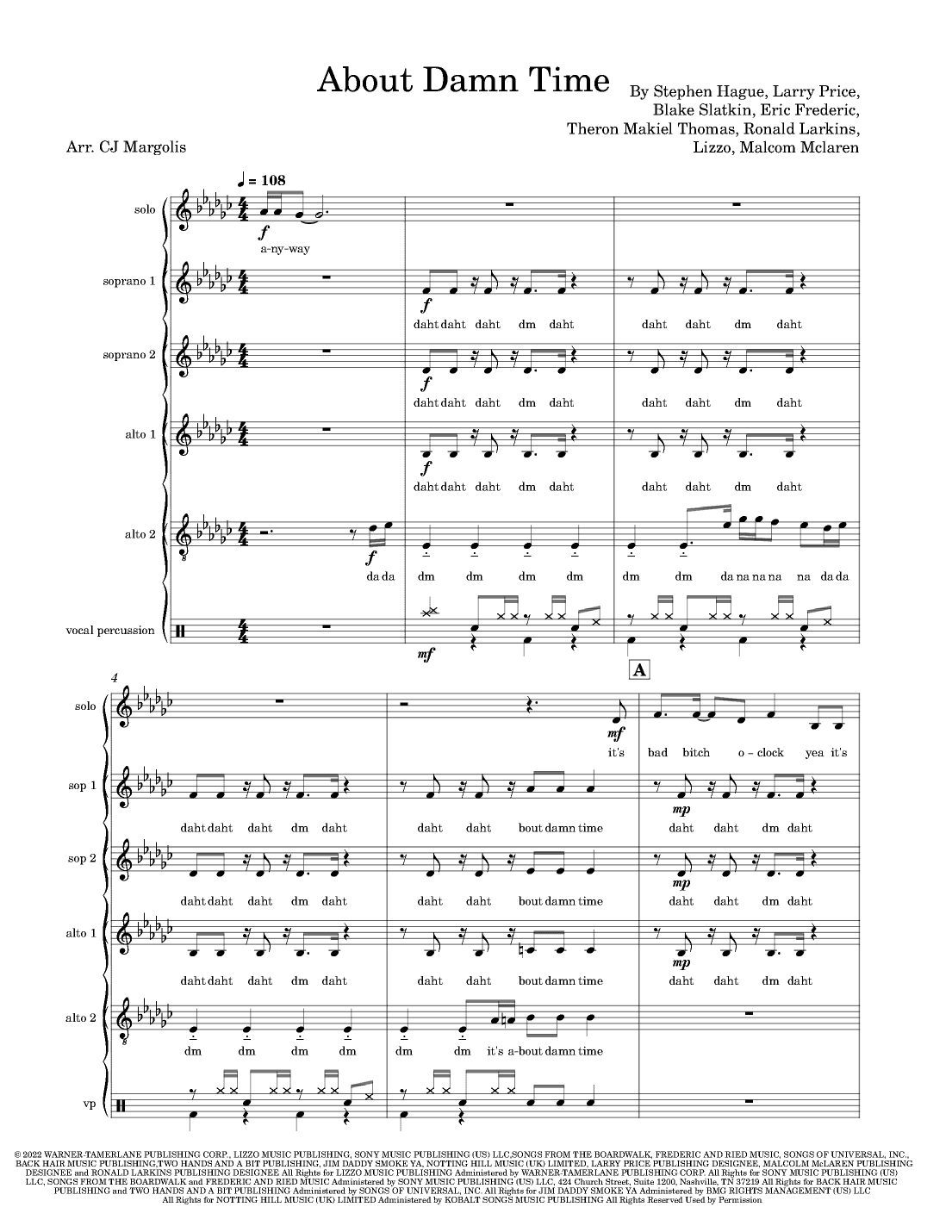 About Damn Time (arr. CJ Margolis)