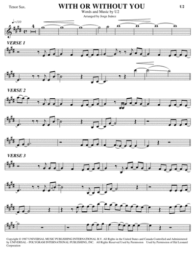 With Or Without You (arr. Jorge Juárez)