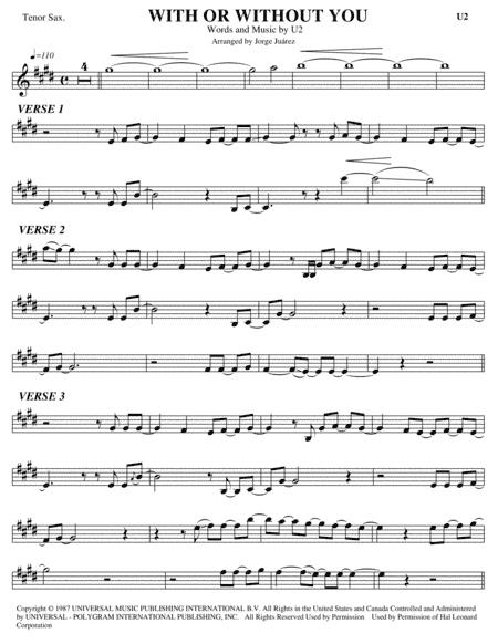 With Or Without You (arr. Jorge Juárez)