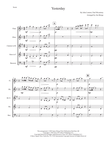 Yesterday (arr. Jim Bicigo)