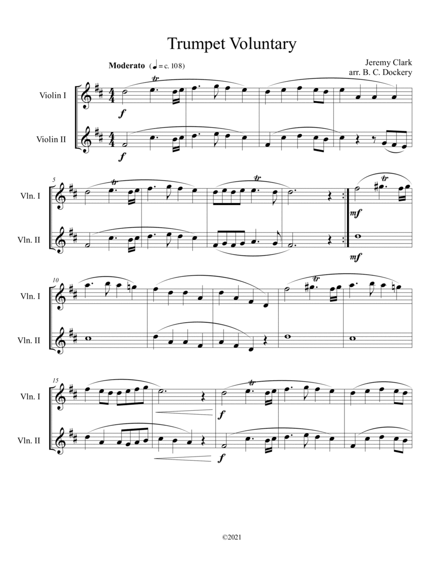 Trumpet Voluntary (Violin Duet) (arr. B. C. Dockery)