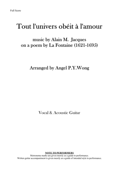 Tout l'univers obéit a l'amour guitar arr.