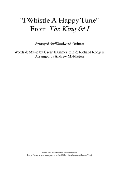 I Whistle A Happy Tune  from THE KING AND I (arr. Andrew Middleton)