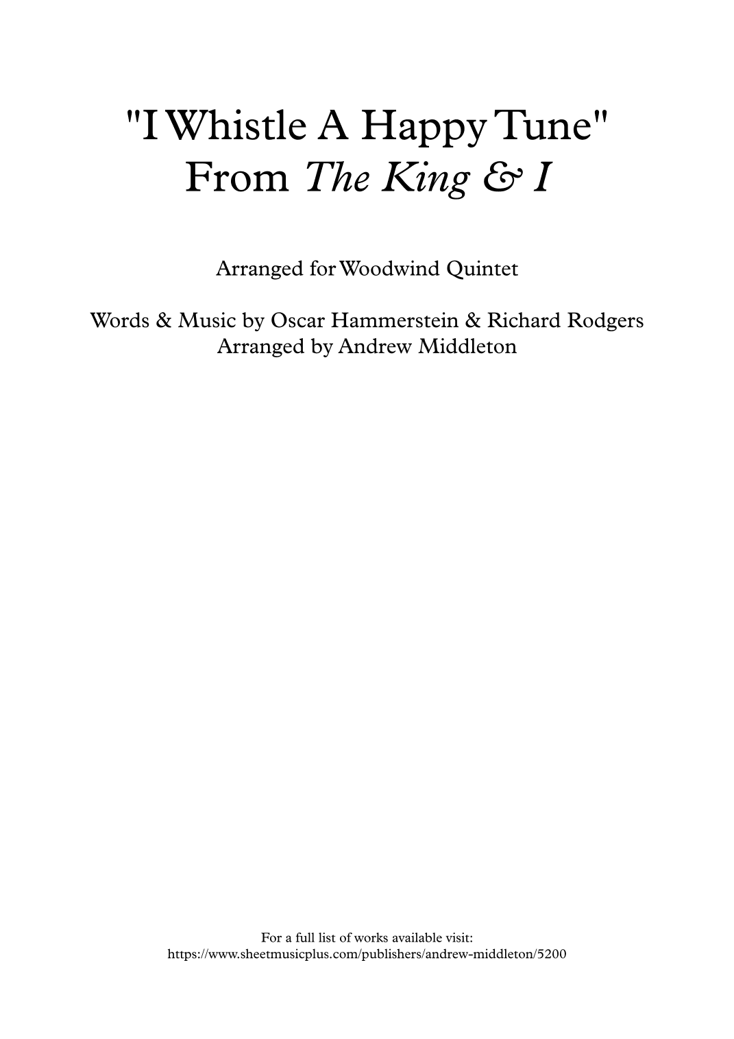 I Whistle A Happy Tune  from THE KING AND I (arr. Andrew Middleton)