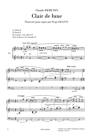 DEBUSSY - CLAIR DE LUNE for organ (arr. Serge OLLIVE)