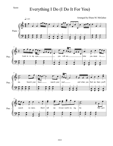 (everything I Do) I Do It For You (arr. Diane M. McGahee)