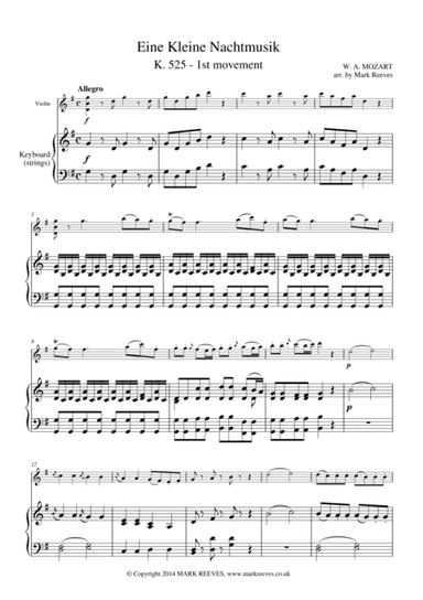 Eine Kleine Nachtmusik (for violin and piano/keyboard) (arr. Mark Reeves)