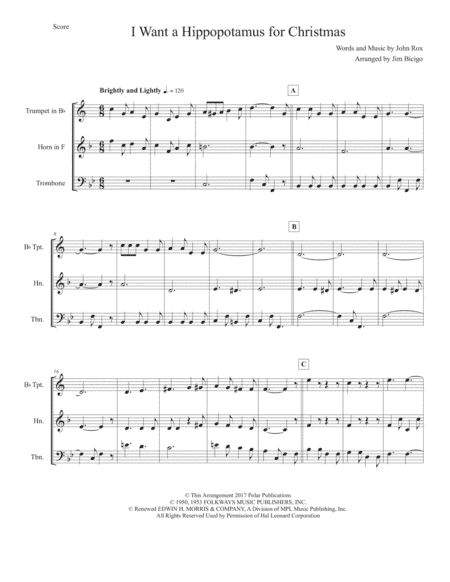 I Want A Hippopotamus For Christmas (Hippo The Hero) (arr. Jim Bicigo)
