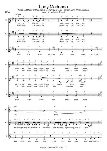 Lady Madonna (arr. Helen Russell)