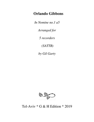 In Nomine no.1 a5 (arrangement for 5 recorders) (arr. Gil Garty)