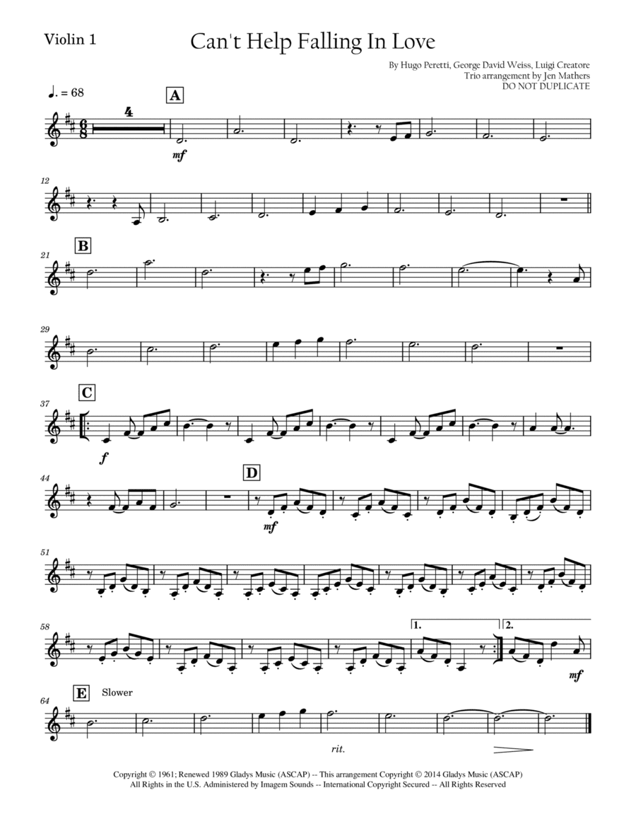 Can't Help Falling In Love (arr. Jen Mathers)