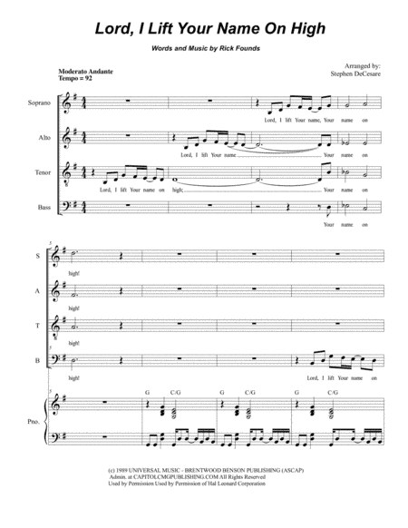 Lord, I Lift Your Name On High (arr. Stephen DeCesare)