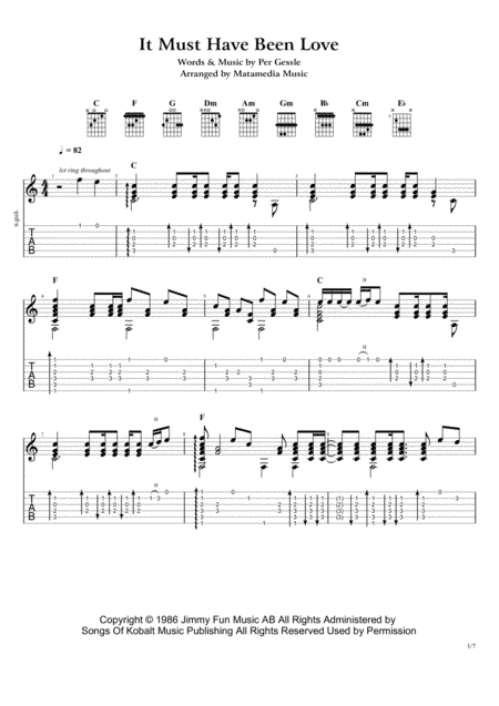 It Must Have Been Love (arr. Maintab Guitar)