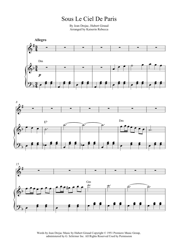 Sous Le Ciel De Paris (arr. Kaiserin Rebecca)