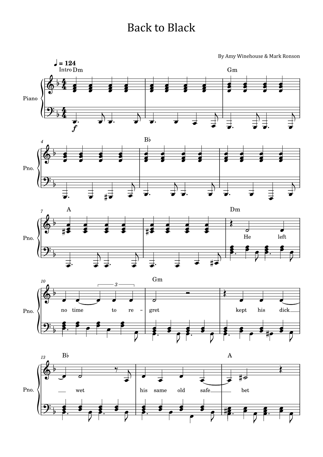 Back To Black (arr. poon)