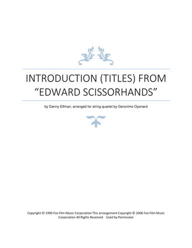 Edward Scissorhands Introduction (titles) (arr. Geronimo Oyenard)