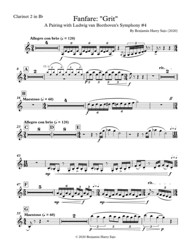 Fanfare: "Grit" - Clarinet 2 in Bb