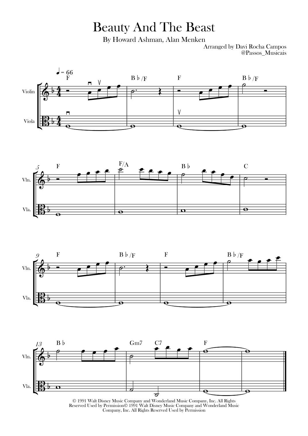 Beauty And The Beast (arr. Davi Rocha Campos)