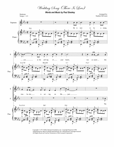 Wedding Song (There Is Love) (arr. Stephen DeCesare)