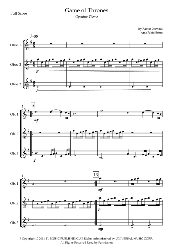 Game Of Thrones (arr. Fabio Britto)