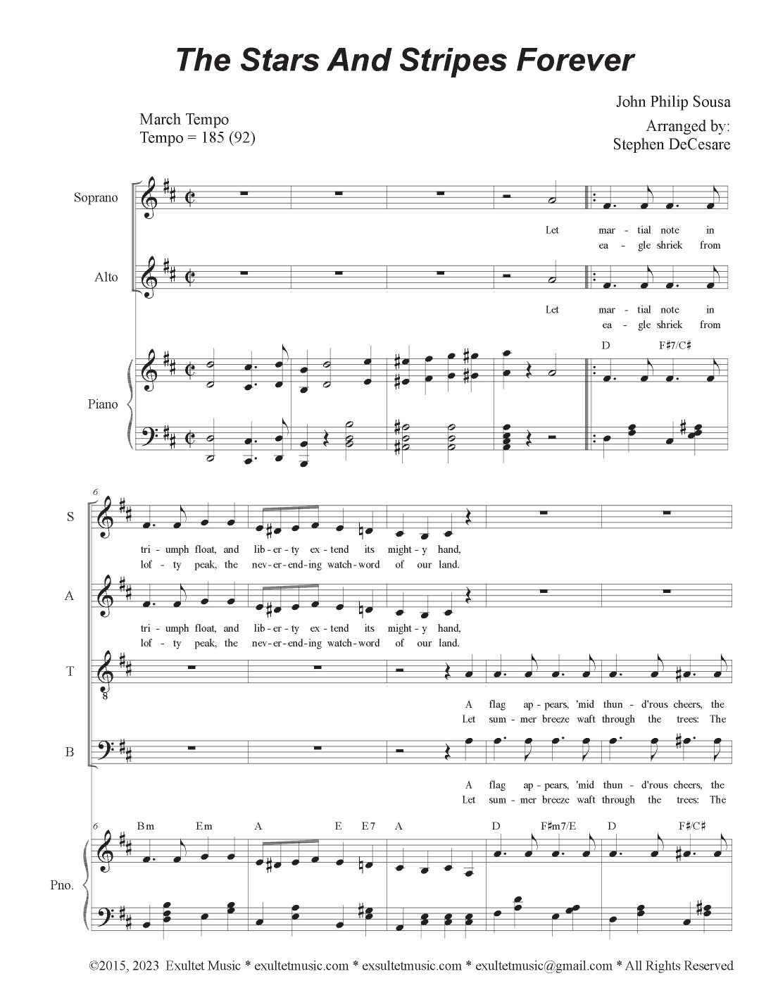 The Stars and Stripes Forever (Vocal Quartet - (SATB) (arr. Stephen DeCesare)