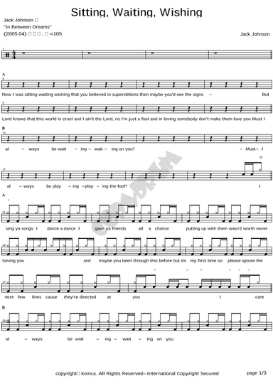 Sitting, Waiting, Wishing (arr. COPYDRUM)