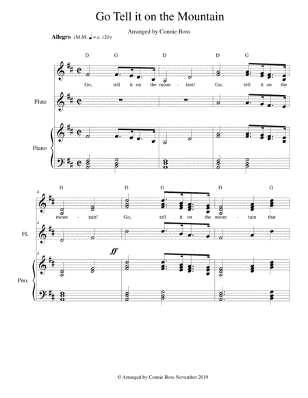 Go Tell it on the Mountain - Vocal trio, flute and piano (arr. Connie Boss)