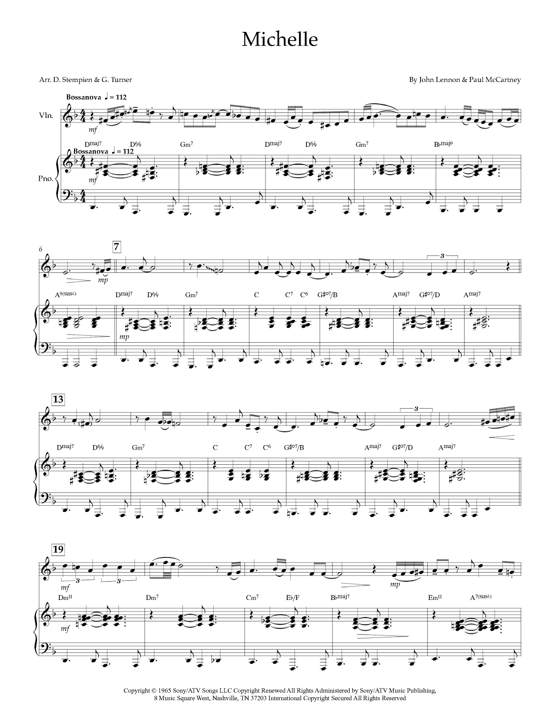 Michelle (arr. Debra E. Stempien, Gregory H. Turner)