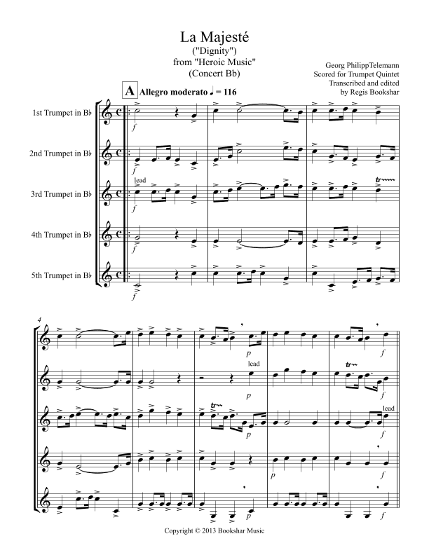 La Majeste (from "Heroic Music") (Bb) (Trumpet Quintet) (arr. Regis Bookshar)