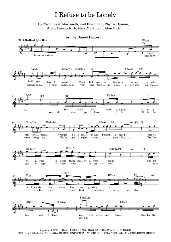 I Refuse To Be Lonely (arr. Daniel Pippert)