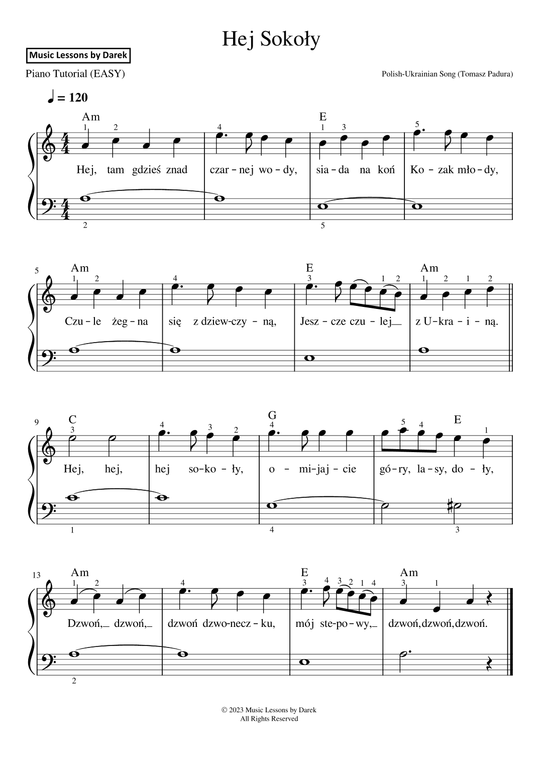 Hej Sokoly (Hey Falcons) [VERY EASY PIANO] (arr. Darek)