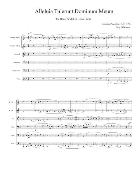 Alleluia Tulerunt Dominum Meum - Palestrina - for Brass Sextet or Brass choir (arr. Rudy Volkmann)