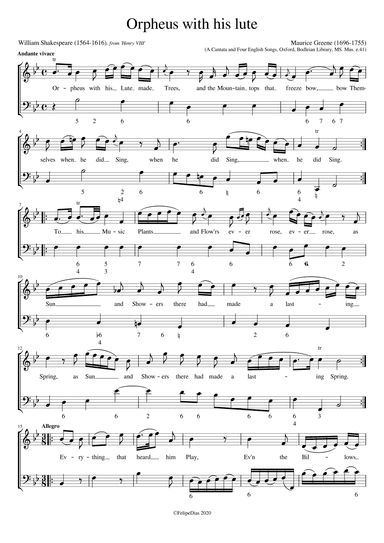 Orpheus with his lute (arr. Early Music Scores)